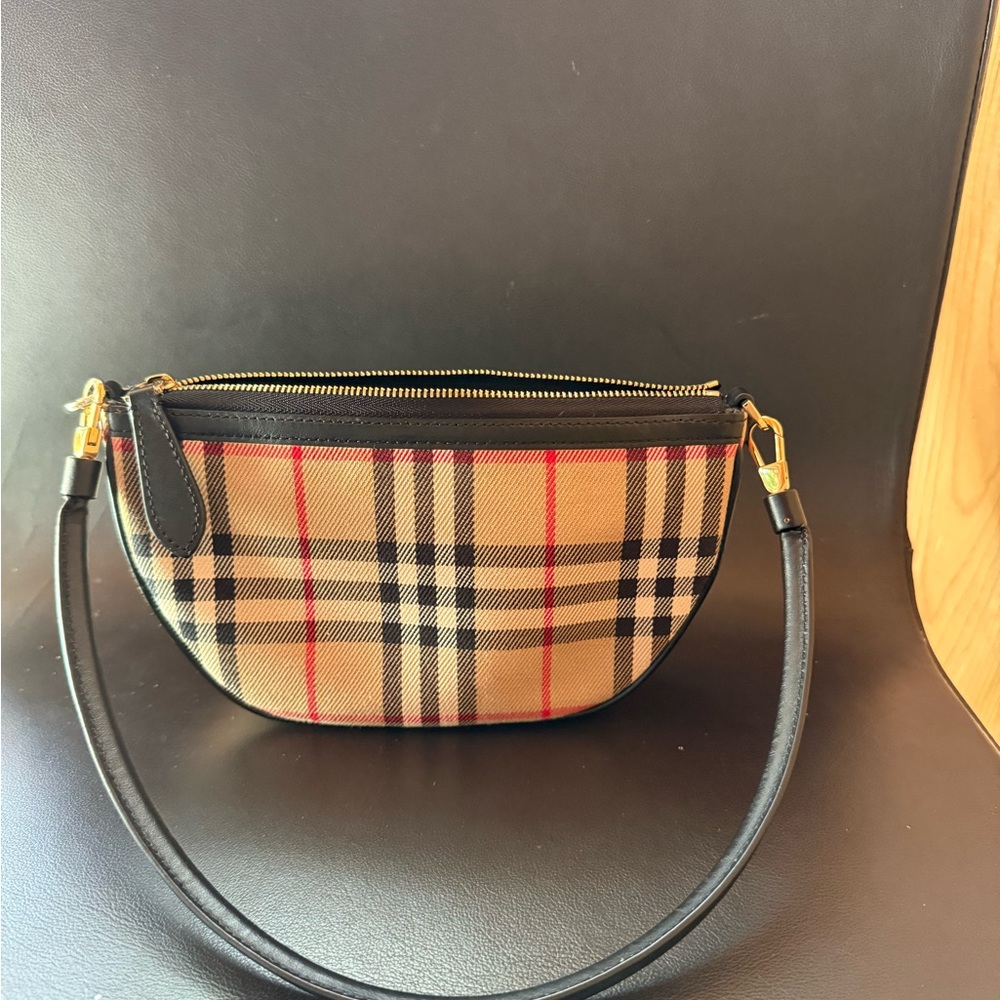 Burberry Tan and Black Crossbody Bag with Iconic Design